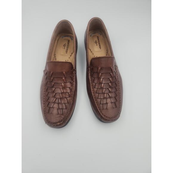 Docker Ferndale Loafers Mens Size‎ 9M Brown Leather Memory Foam Weaved Print - Picture 5 of 8